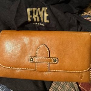 Soft leather Frye fold over snap wallet